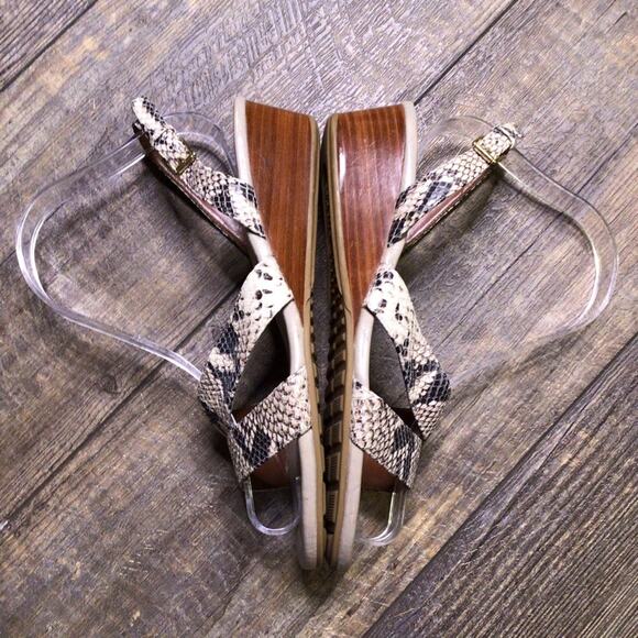 Cole Haan Snakeskin Ankle Wrap Wedge Sandal Size 7 - Picture 4 of 6